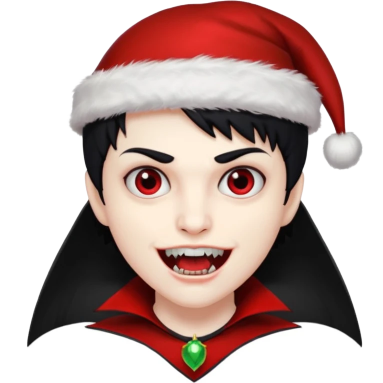 Vampire ,Fangs , cHristmas hat ,black hair emoji