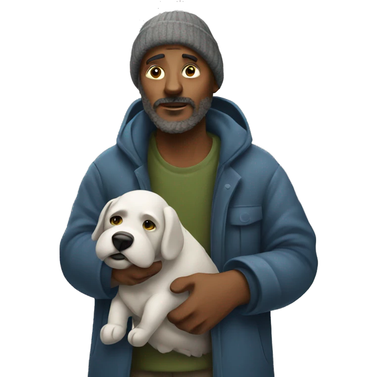 homeless man with dog emoji