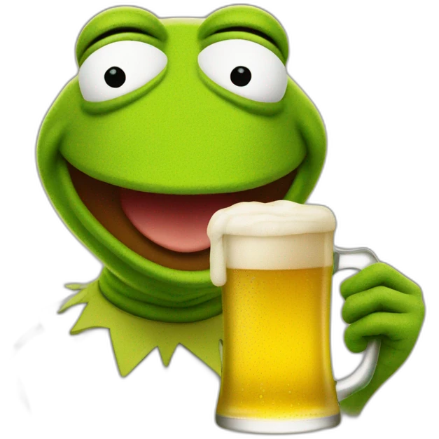 kermit the frog with a beer emoji