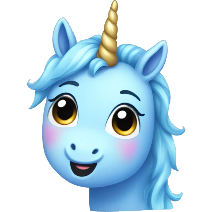excited blue unicorn kawaii emoji