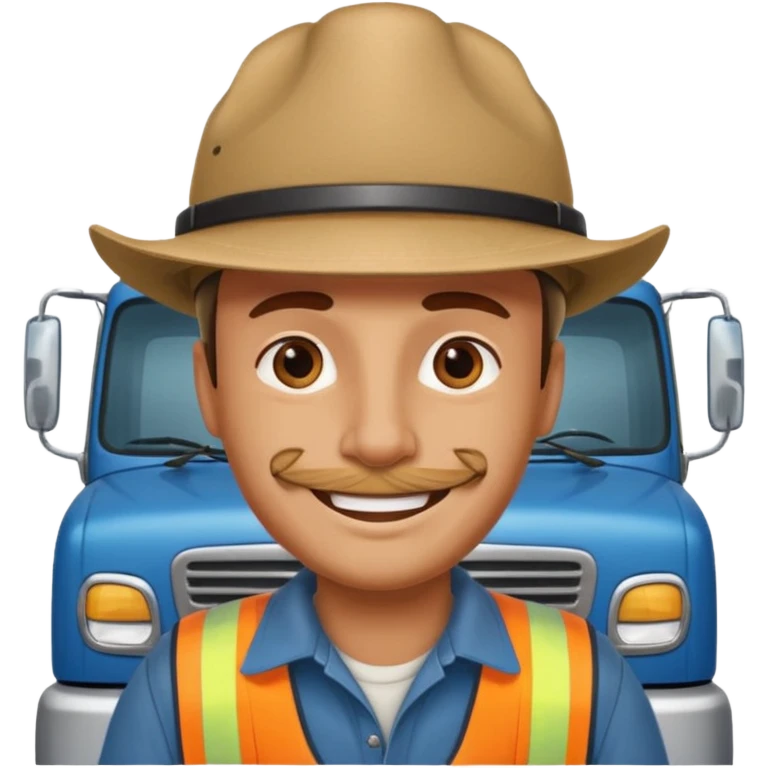 Kamyon şoförü Yarı Kamyonun Karikatür çizimi emoji