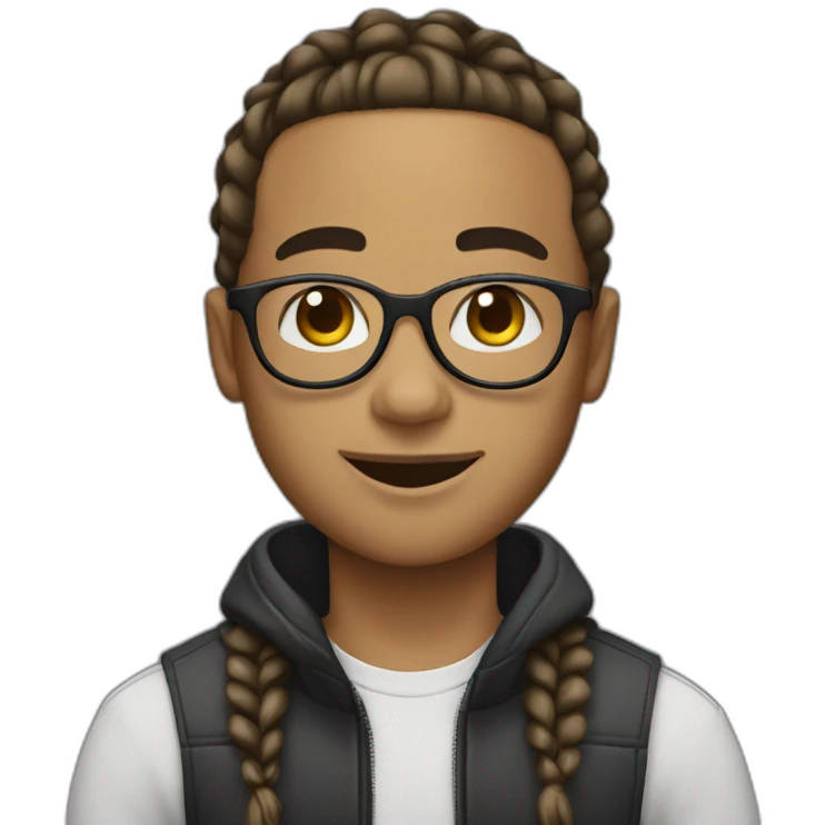 Lightskin boy with cornrows and glasses, goatee  emoji