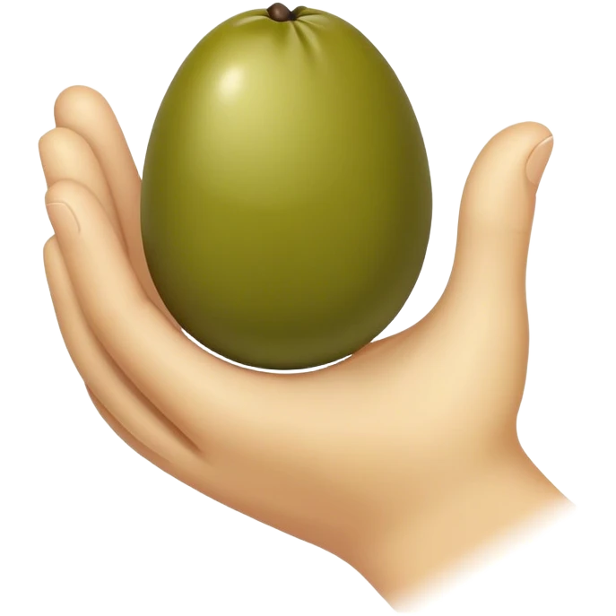Hand catches 1 green olive emoji