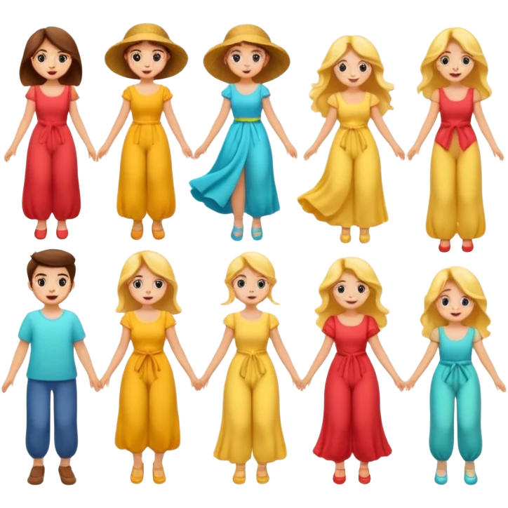 cartoon characters, flowy, fun emoji