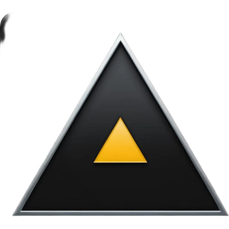 Minimalist, high-contrast emoji logo representing the Dark Triad personality traits. A clean black triangle as the main shape, inside three original symbolic icons:psychopaty, narcissim and machiavellianism .Smooth vector style,dark aesthetic, 4K. emoji