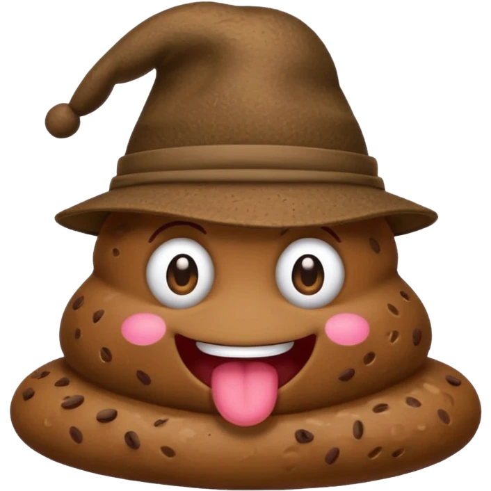 cartoon poop with a stylish hat, cheerful expression emoji