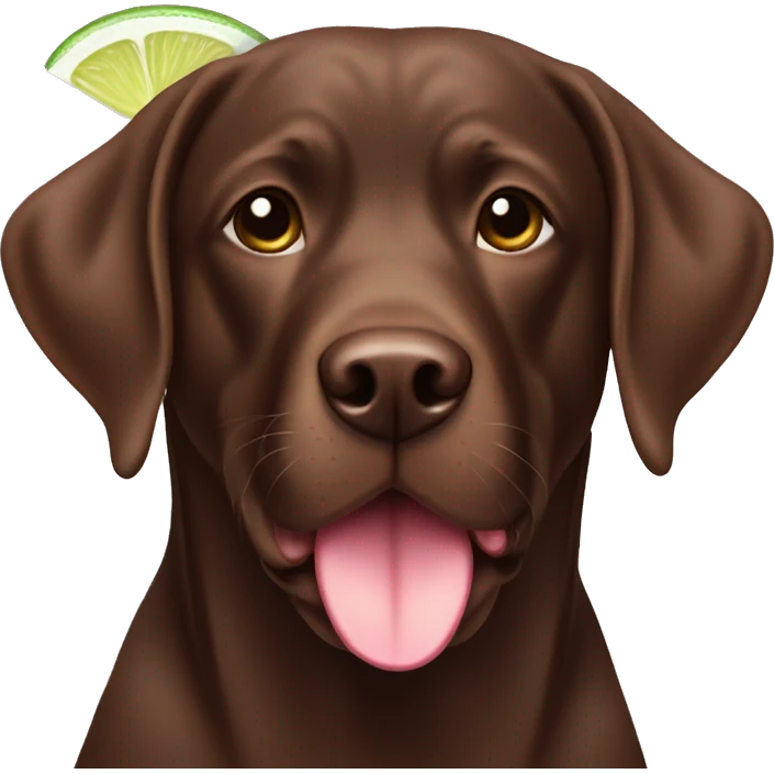 Chocolate lab with a margarita emoji