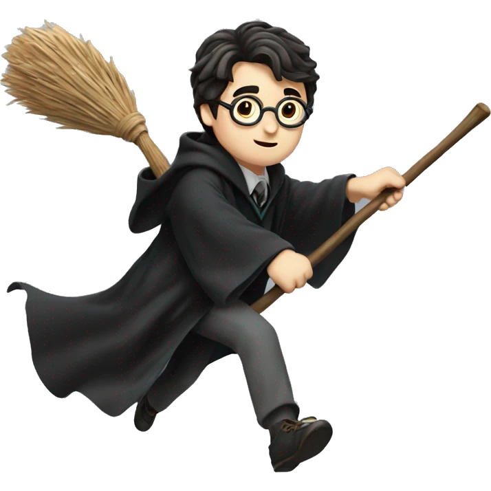 harry potter flying with a broom emoji