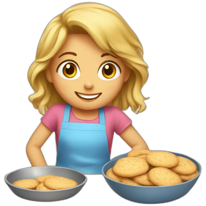 Small girl  baking cookies emoji