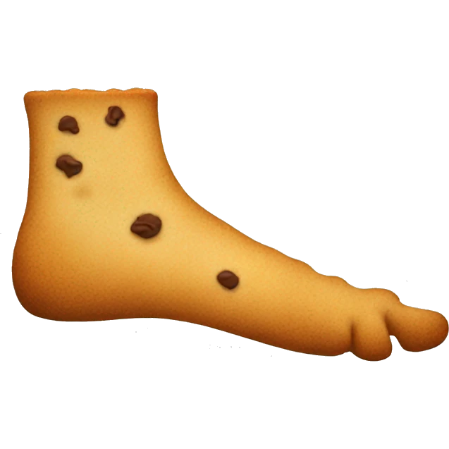 side profile of a foot holding a cookie between the toes emoji