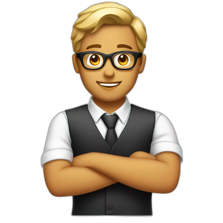 waiter with glasses young emoji
