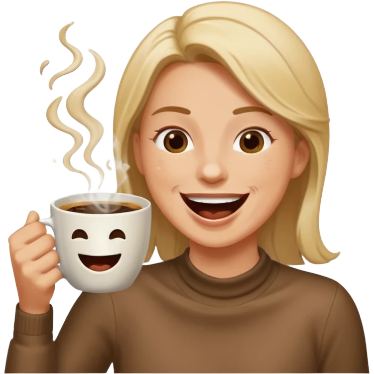 Spitting coffee while laughing emoji