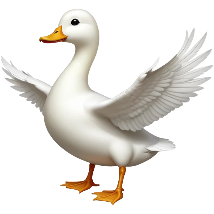 cinematic-[white duck]-realistic-full-body-perched-emoji,-wings-tucked-neatly,-head-tilted-dramatically,-sleek-[white]-feathers,-simplified-yet-realistic-focused-features,-highly-detailed,-glowing-with-an-almost-sarcastic-glow emoji