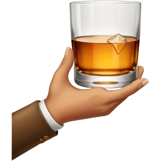 White hand holding whiskey glass with arm (right hand) emoji