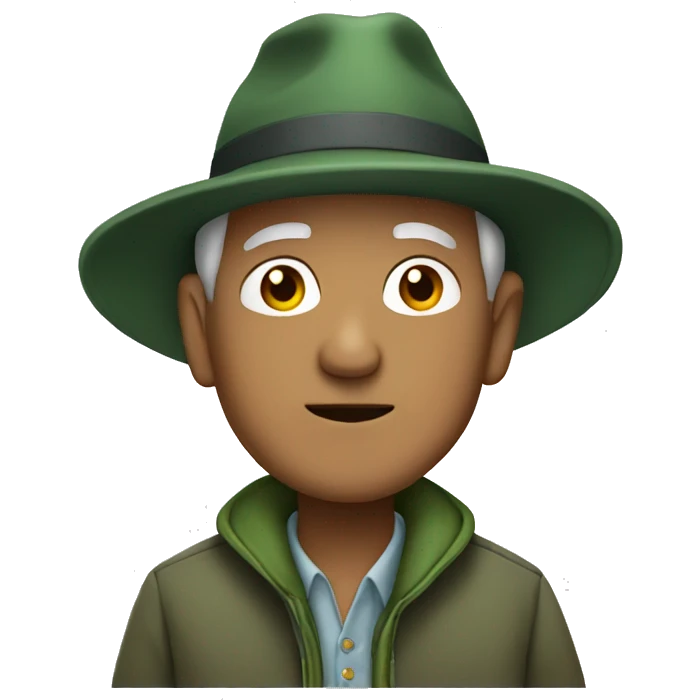 Grandfather i a grey hat and green jacket emoji