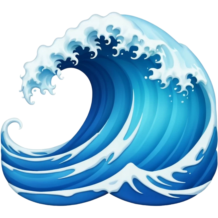 Create a highly polished, 3D game UI–style illustration of a  BLUE COLOR SEA WAVE emoji