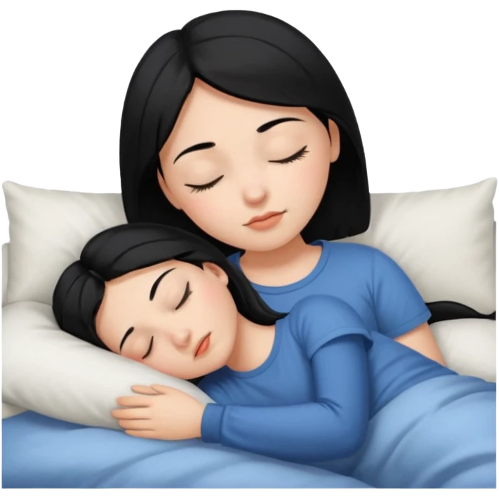 girl with black hair in short sleeves sleeping emoji