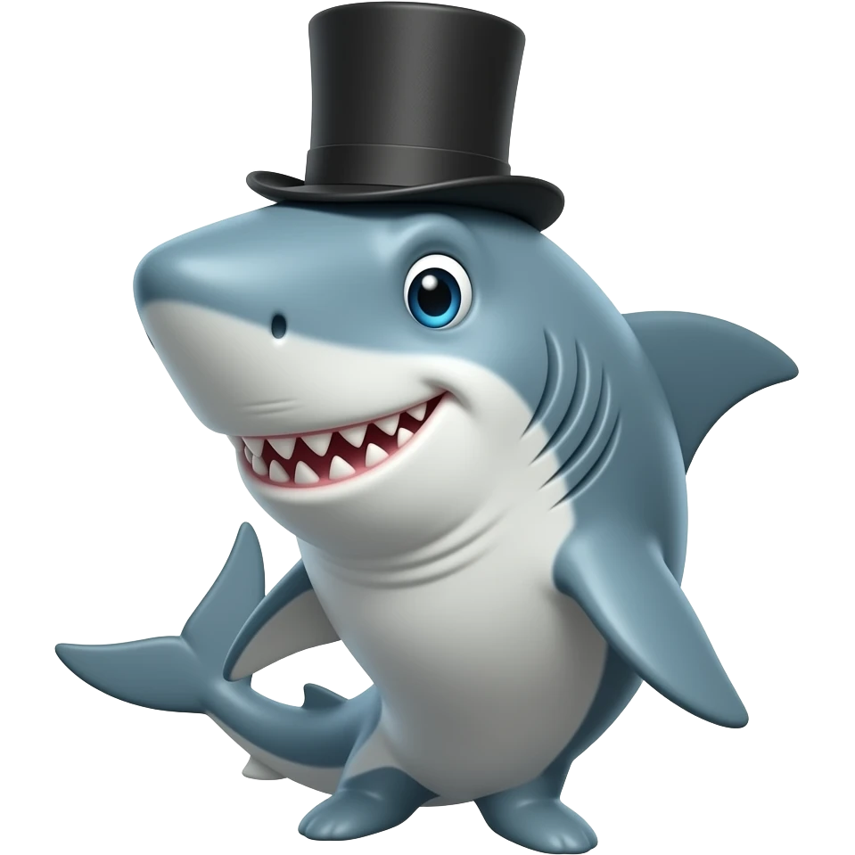 Shark with a top hat emoji