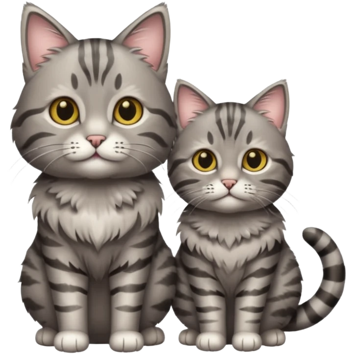 Grey tabby cat and smaller tabby cat emoji
