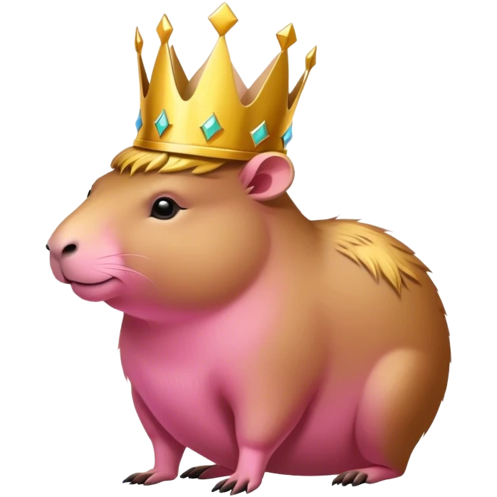 A pink capybara with a crown  emoji