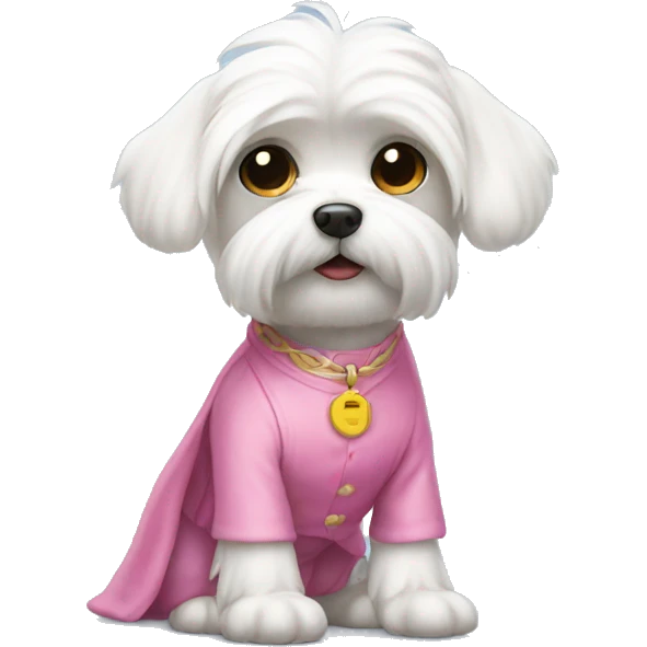 White Maltese wearing pink outfit emoji