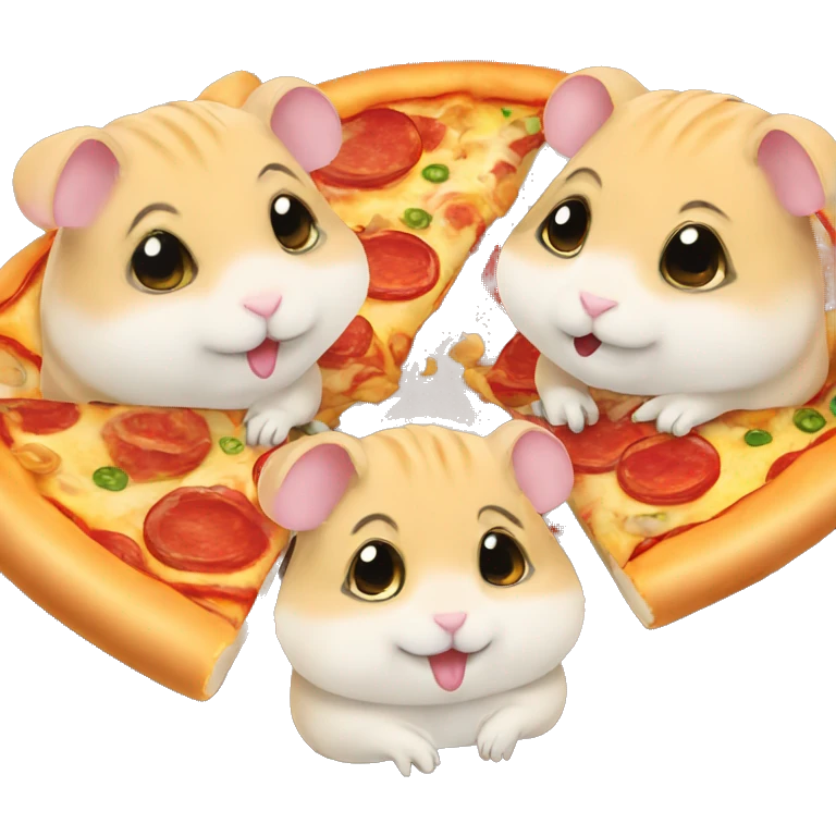 four hamsters eating pizza emoji