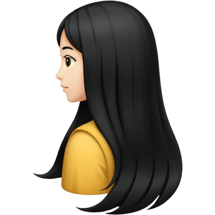 back view of long black hair emoji
