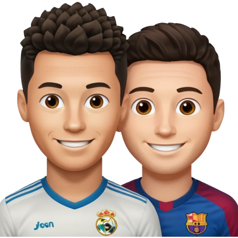 Prime noodle hair ronaldo and prime 2012 messi Smiling in one Photo and make it realistic  emoji
