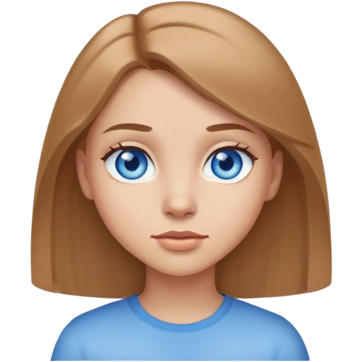 A girl with blue eyes, light skin and straight light brown hair emoji