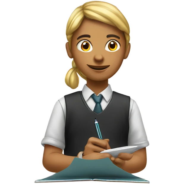student writting on a notepad emoji