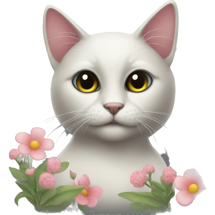 Black cat with flowers  emoji