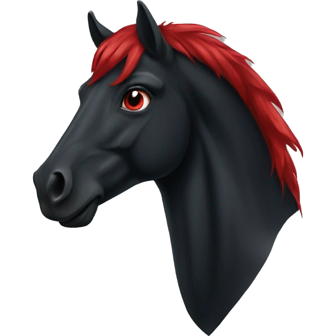 Black horse with red mane  emoji