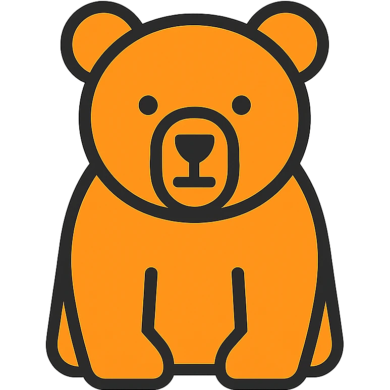 A bear in lineal color icon with black outlines emoji
