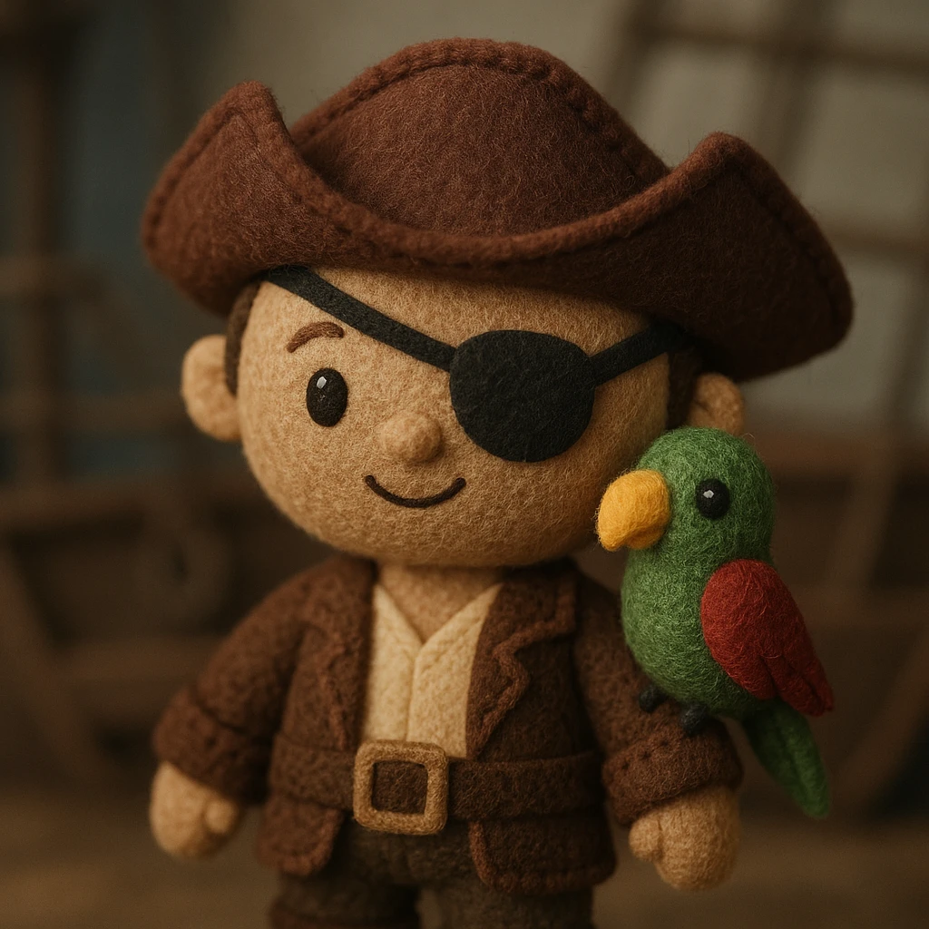 pirate with eye patch and parrot emoji