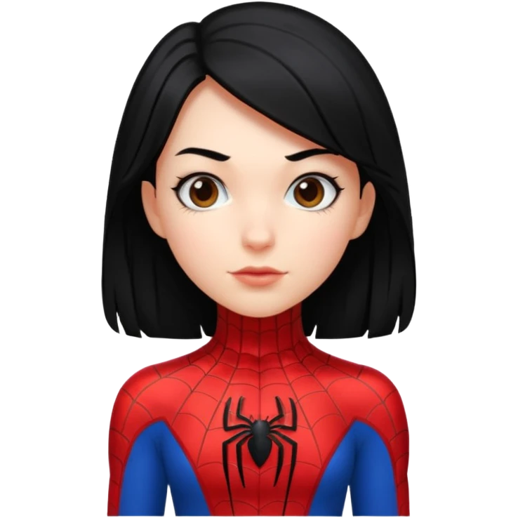 cute emoji of a girl with black hair in a Spiderman suit emoji