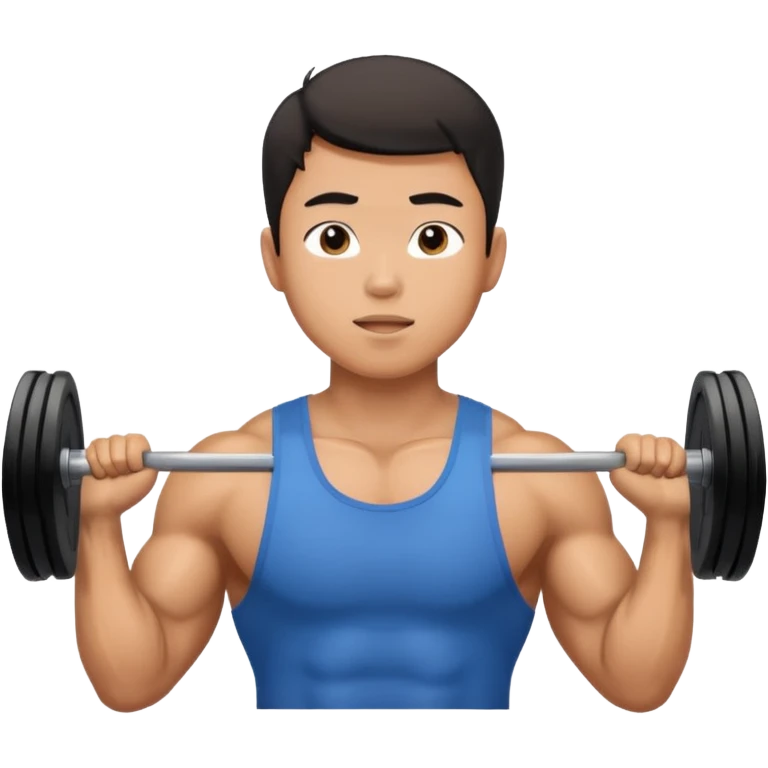 The young Asian guy is working out in gym emoji