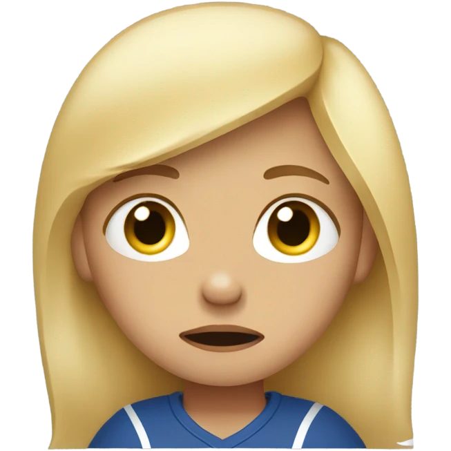 crying girl with blonde hair holding a football emoji