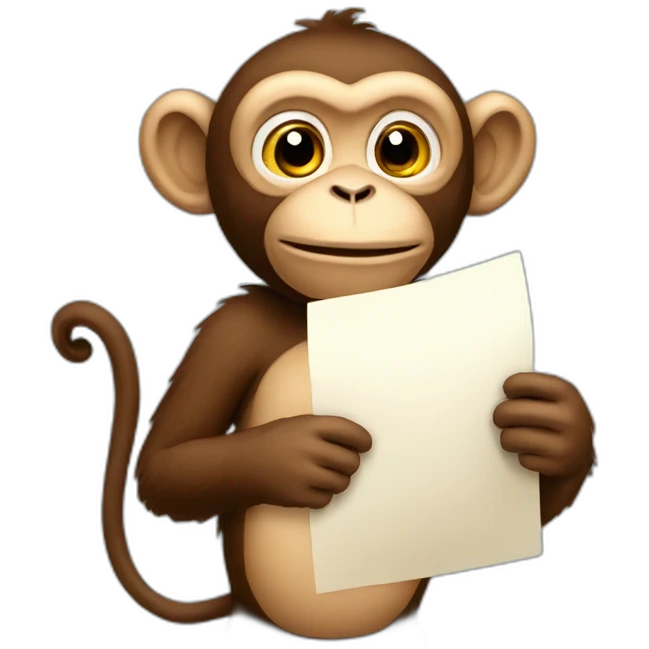monkey holding a letter emoji