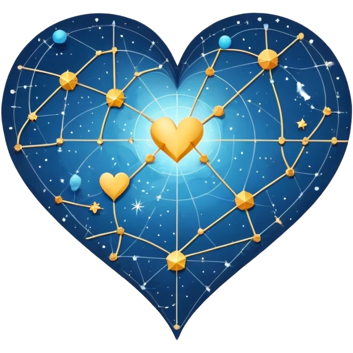 Celestial folded map with constellation heart patterns connecting like stars, cosmic exploration of love and attraction emoji