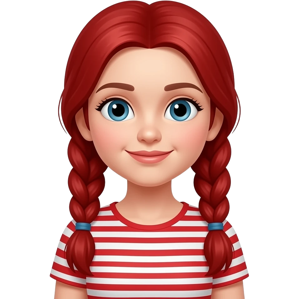 A girl with red braids and a red and white striped dress emoji emoji