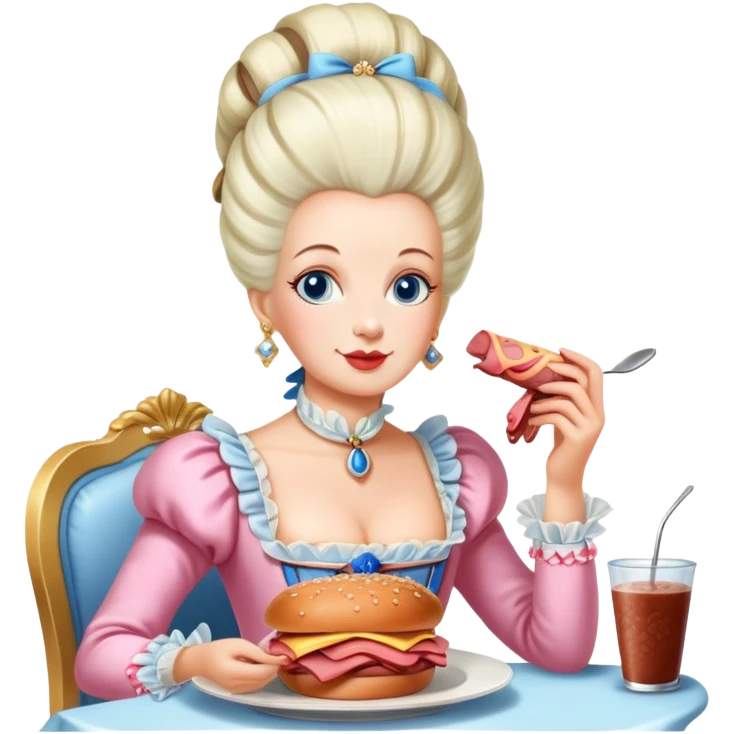 marie antoinette eating spam meat at cafe emoji