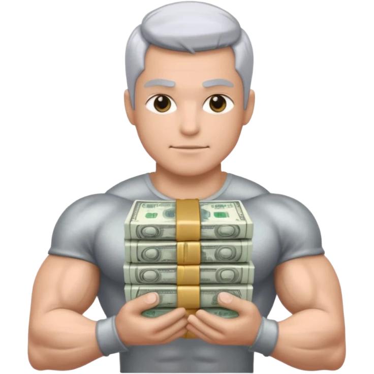 Silver skin muscle holding money emoji