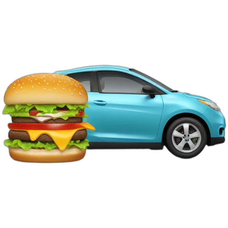Voiture qui mange un burger emoji