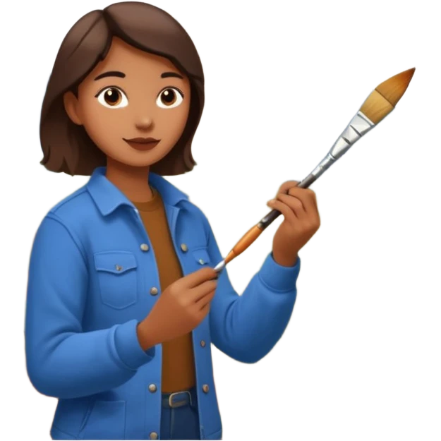 Artist painting a beautiful autumn mountain peak destination on canvas emoji