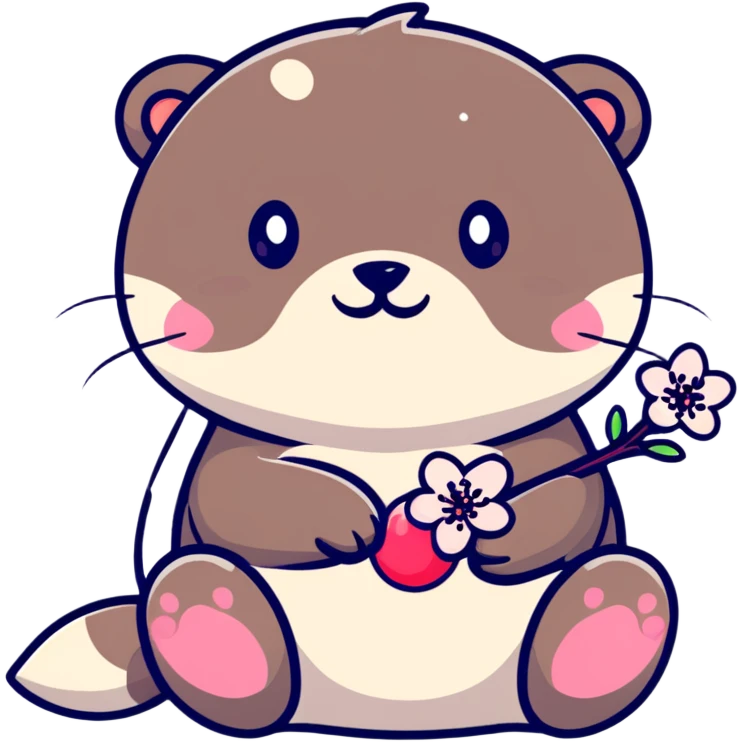 cute otter holding a cherry blossom flower emoji