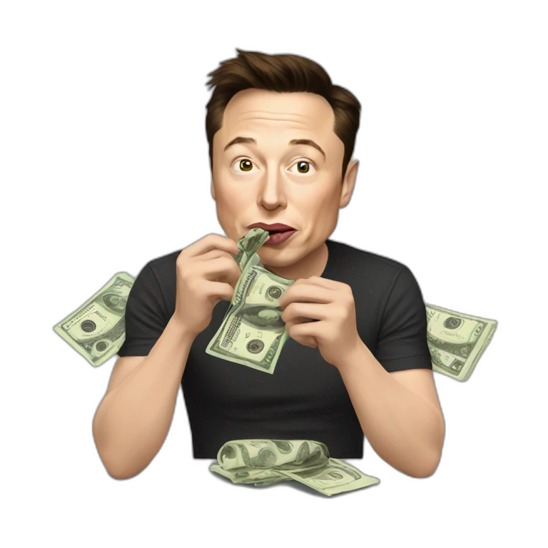 elon musk. eating money emoji
