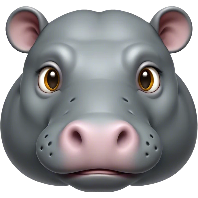 Cinematic Noble Hippo Portrait Emoji, Poised and regal, with a massive, robust build and a smooth, well-groomed slate-gray hide, deep-set soulful eyes, Simplified yet sharp and sophisticated features, highly detailed, glowing with a soft, dignified glow, high shine, intelligent and calm, stylized with an air of riverine majesty, focused and attentive, soft glowing outline, capturing the essence of a watchful and confident water-dweller, so majestic it feels as though it could lumber out of the screen with effortless authority! emoji