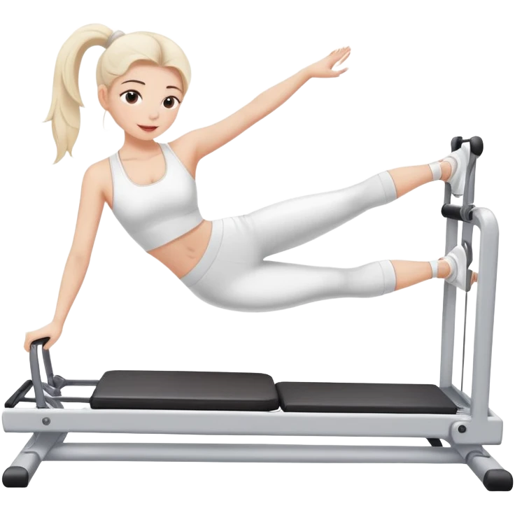  Girl in white playing pilates on pilates machine emoji