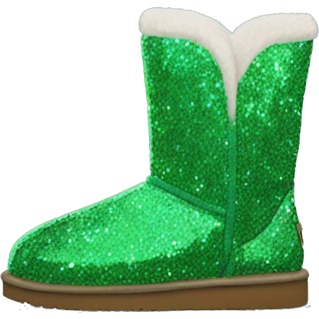 Realistic green Sparkle glitter and fur Ugg boots. emoji