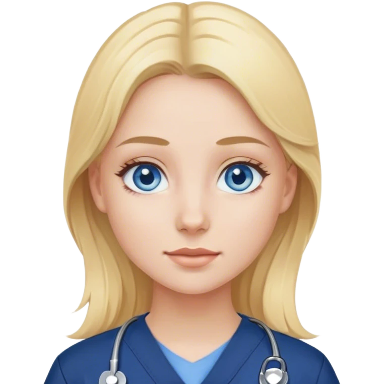 blonde girl with blue eyes wearing navy scrubs emoji